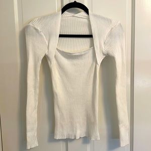Commense Small white square neck ribbed shirt never worn